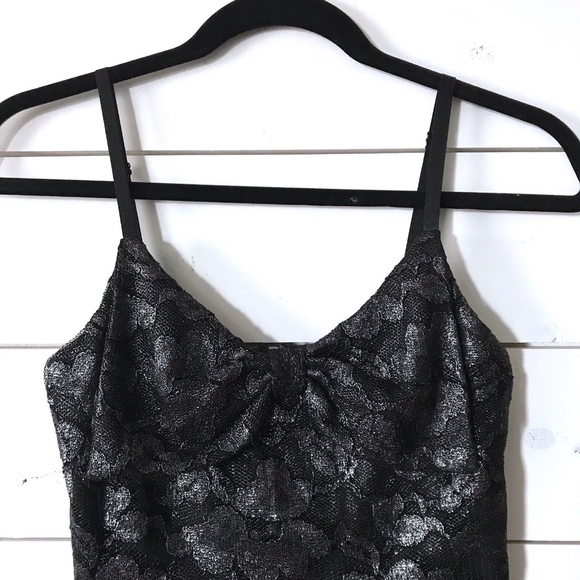 American Rag Black Silver Bow Metallic Lace Dress - Picture 3 of 8